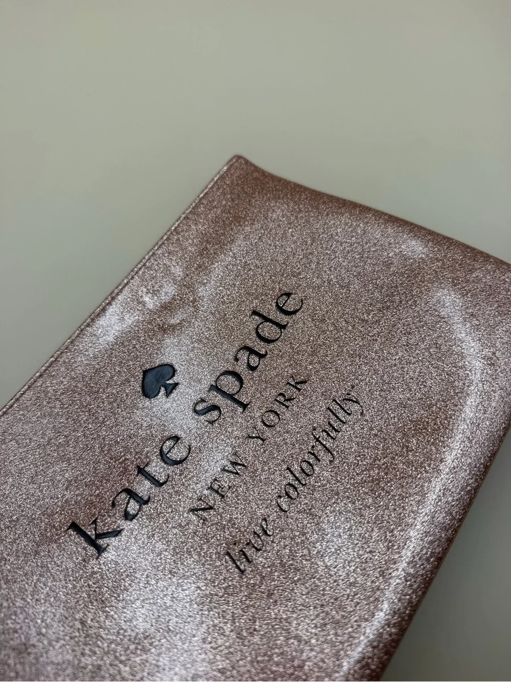 Kate Spade Holiday Drive Gia Rose Gold Glitter Pouch Clutch